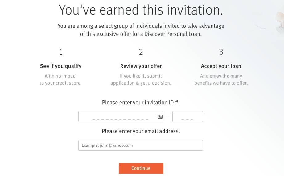 Apply for Discover Personal Loan with Invitation ID