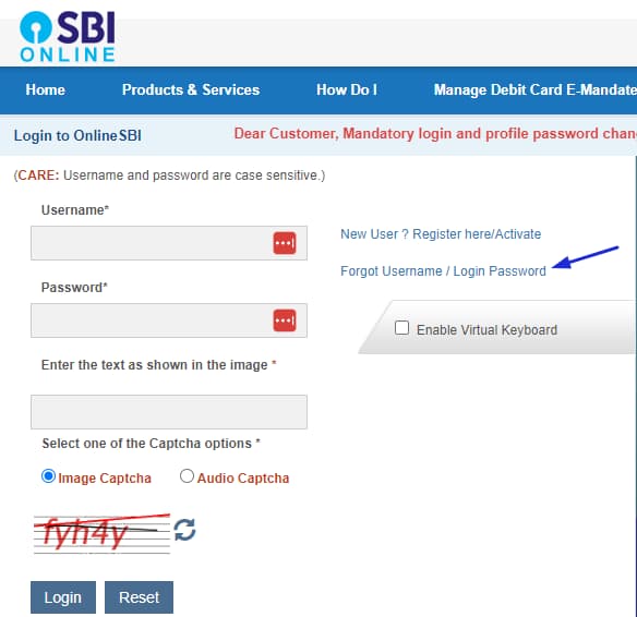 How to Reset SBI Netbanking Password